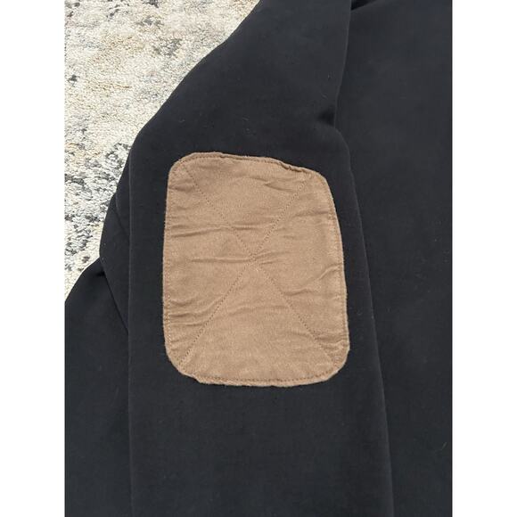 Woolrich Boysen Black Half Zip Pullover Sweater Brown Elbow Patches Men’s XL - Picture 5 of 7